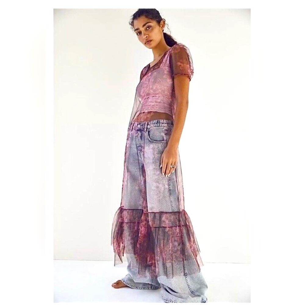 FREE PEOPLE Intimately Sheer Burgundy Maxi Dress